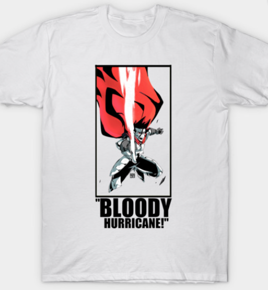 Bloody Hurricane T-shirt – Official Koffee Originals manga-inspired t-shirt featuring unique artwork. High-quality, limited-edition apparel for fans.